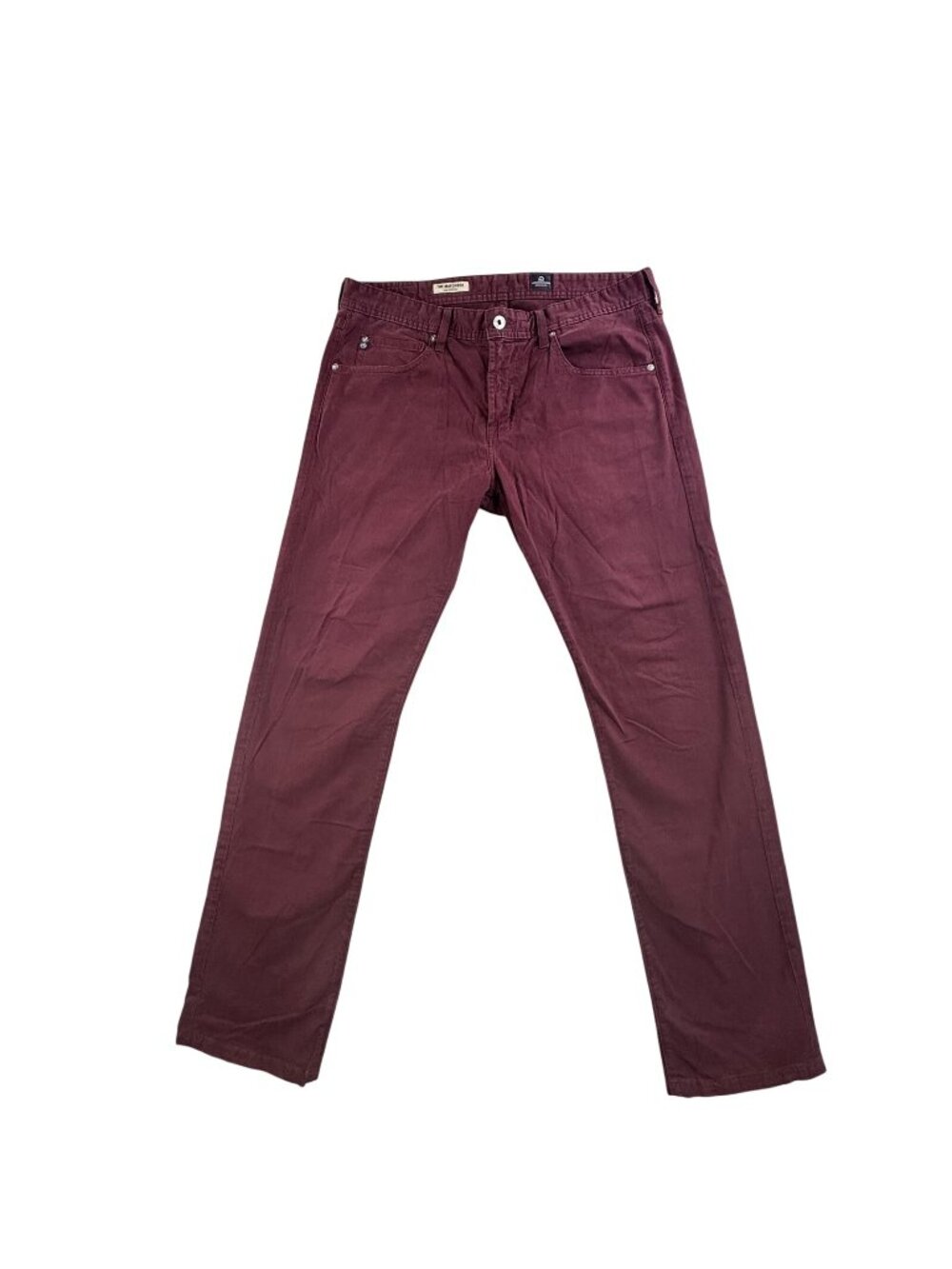 AG Adriano Goldschmied The Matchbox Jeans Mens 33x32 Red Slim Straight Denim